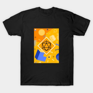 Polyhedral Dice Set Memphis Design Orange Tabletop RPG T-Shirt